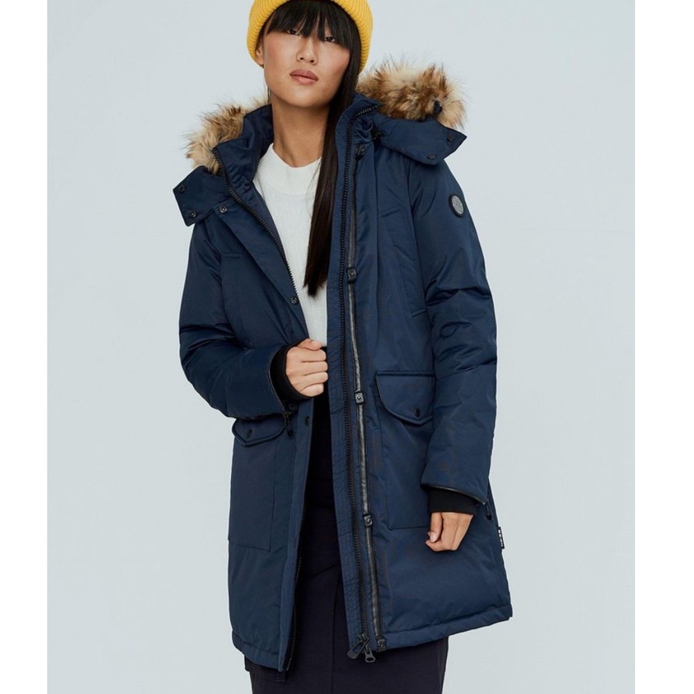 Noize | NWT Faux Fur Trim Nora Parka Navy Vegan/Cruelty Free